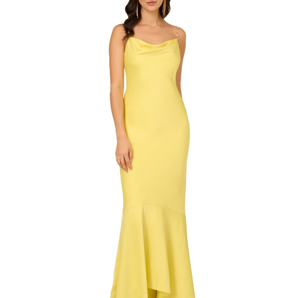 Bloomingdale’s Liv Foster Stretch Satin High-Low Gown